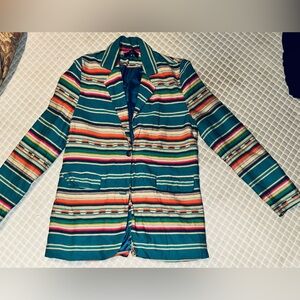 L&B Lucky & Blessed Women’s Striped Serape Blazer Jacket — Southwestern Style